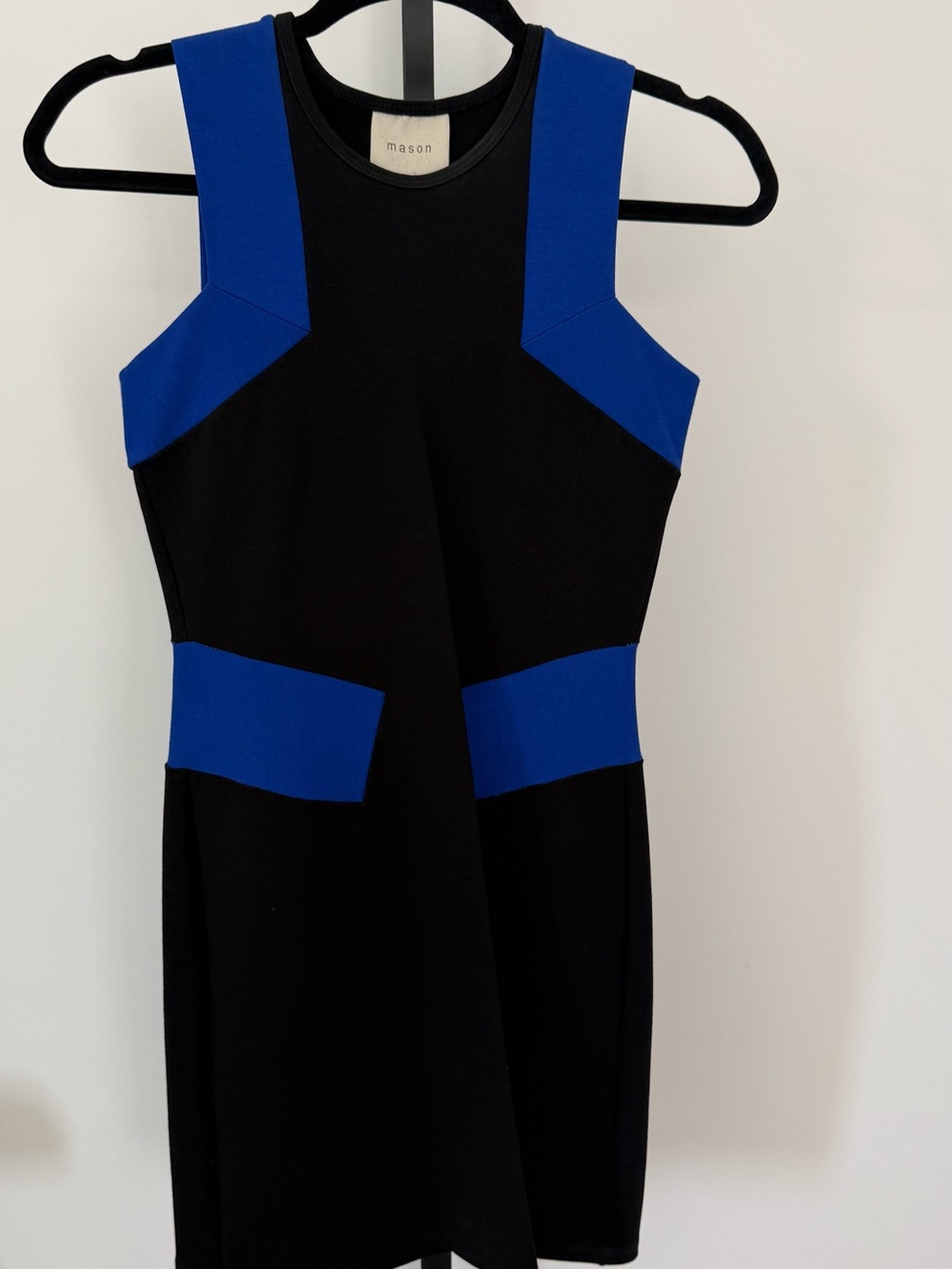 Mason Black Mini Dress with Cobalt Blue Accents